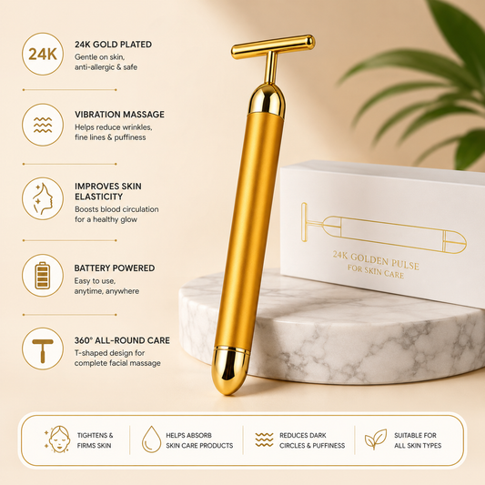 24K Gold Energy Beauty Bar Electric Facial Massage Roller